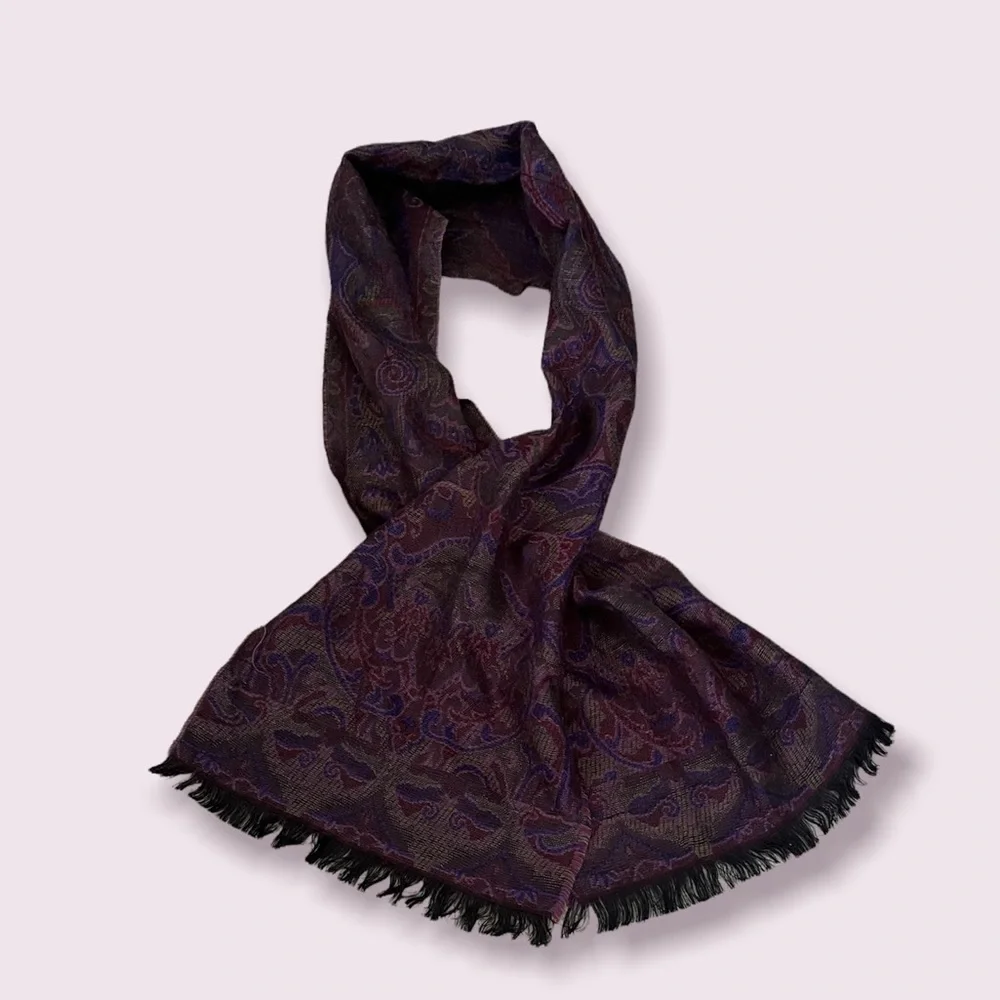 Vintage Christian Dior acrylic Felt Scarf wrap purple with fringe